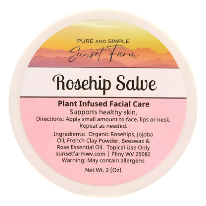 Rosehip Salve for Nourished Face & Skin | Organic, Non-GMO, Small-Batch Herbal Balm | Family Made in WV | 2 oz Jar