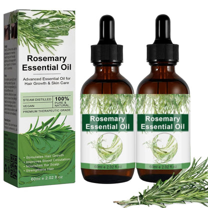 Rosemary Oil for Hair Growth & Treatment – 60 ml / 2.2 fl oz Dropper Bottle Pack (2 Units)