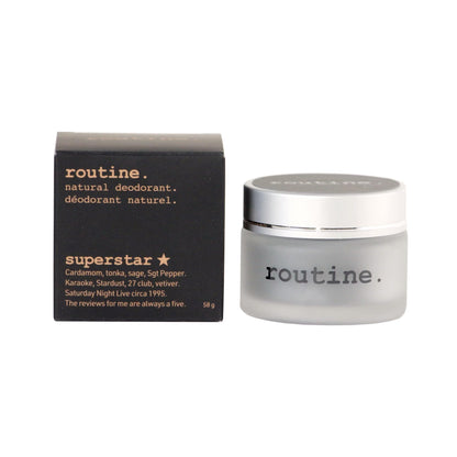 Routine Superstar Natural Deodorant for Sensitive Skin — Charcoal Formula, Tonka & Rosalina (2 oz)