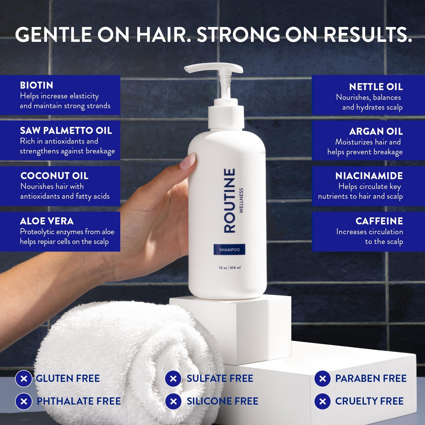 Routine Wellness Anti-Thinning Shampoo — Biotin + DHT Blocker, Color Safe, 14oz