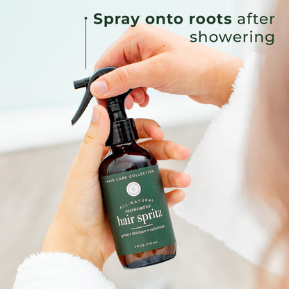 Rowe Casa Organics Restorative Hair Spritz with Witch Hazel & Essential Oils — Natural Hair Thickener, 4 Fl Oz