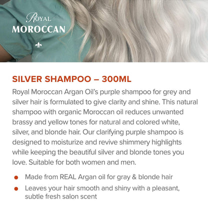 Royal Moroccan BEST SILVER SHAMPOO — Purple Shampoo for Blond & Grey Hair, Argan Oil, Paraben-Free