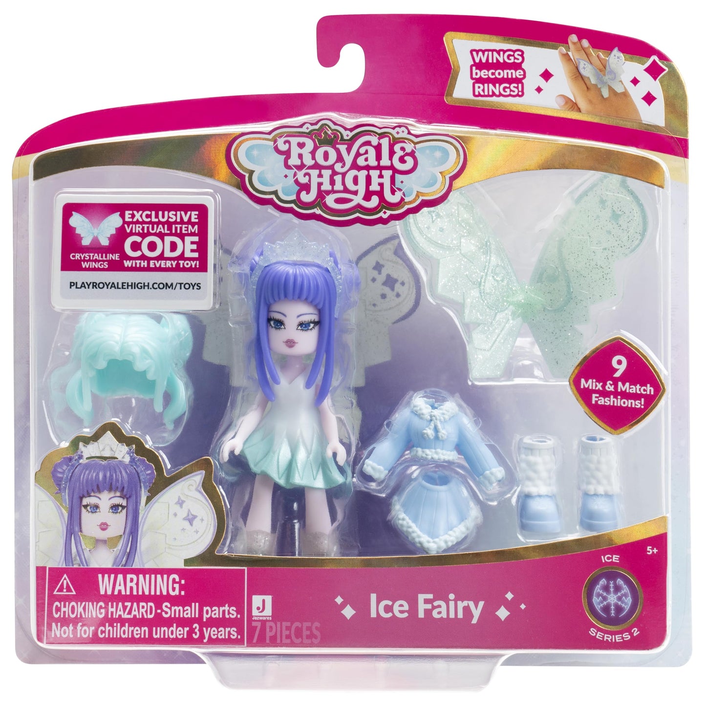 Royale High Ice Fairy 3-inch Doll - 9 Fashion Accessories + Virtual Item Code (Series 2) | Ages 5+