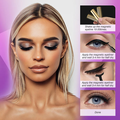 Royaomis 10 Pairs Cat-Eye Magnetic Eyelashes with Eyeliner – Natural Look & All-Day Hold