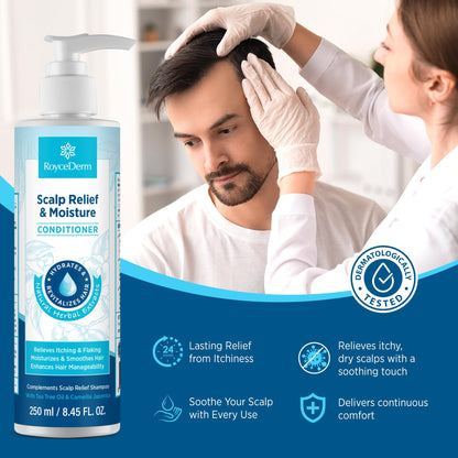 Roycederm Scalp Relief & Moisture Conditioner | Hydrating Jojoba, Aloe Vera & Camellia Oil