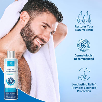 RoyceDerm Coal Tar Dandruff Shampoo - Extra Strength 2% Medicated Relief for Dandruff & Sensitive Scalps