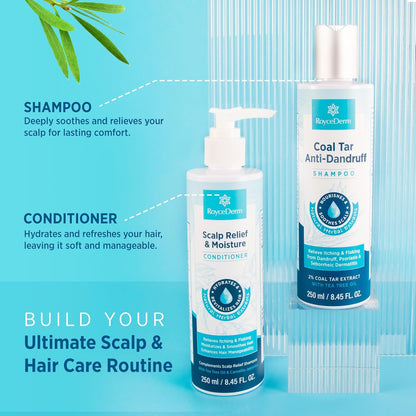 RoyceDerm Coal Tar Dandruff Shampoo - Extra Strength 2% Medicated Relief for Dandruff & Sensitive Scalps