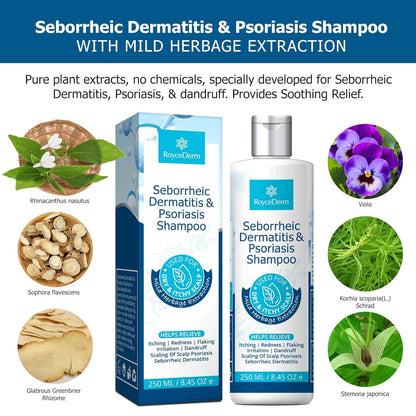 Roycederm Psoriasis & Seborrheic Dermatitis Shampoo – Itch Relief & Flake Control