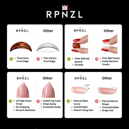 RPNZL Blossom Press On Nails – Floral Almond UV Finish, 32 Nails, 16 Sizes