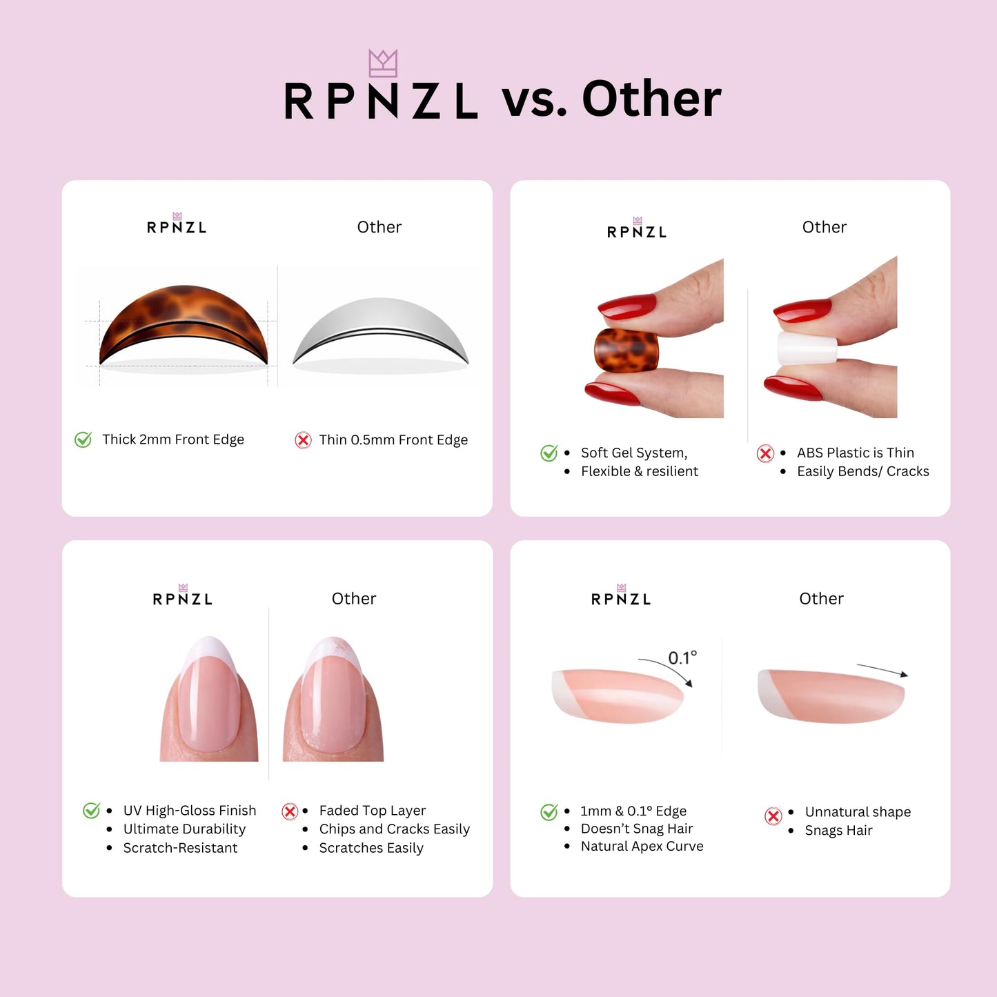RPNZL Ocean Press On Nails – Blue Chrome French Tip with Pearl Design, UV Finish, Almond Nails, 32 Nails in 16 Sizes, Glue & Tabs Included