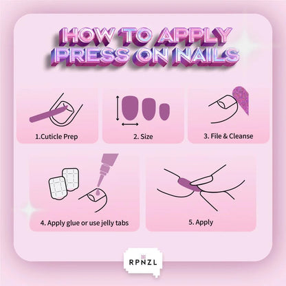 RPNZL Peach Press On Nails – Short Squoval Ombre French Tip, UV Finish, 16-Size Kit