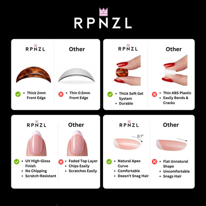 RPNZL Press On Nails - Sugar Pink Polka Dot UV Finish Almond Nails, 32 Nails, 16 Sizes, Glue & Tabs