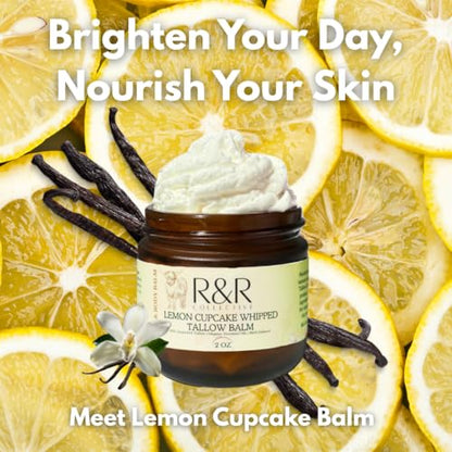 R&R Collective Handmade Lemon Cupcake Tallow Balm — 100% Grass-Fed, 2 fl oz