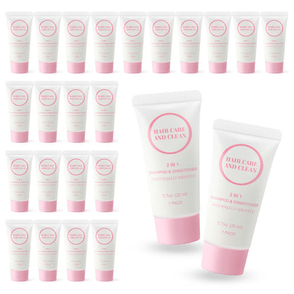 RSQAZQ 2-in-1 Travel Shampoo & Conditioner — 60 Tubes (0.7 oz) for Hotels, Shelters & Charities