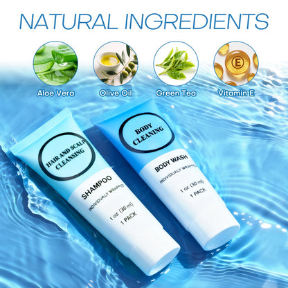 RSQAZQ Travel Size Shampoo & Body Wash Set – 20 Pack Hotel Mini Toiletries, 1oz