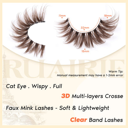 Ruairie Brown Lashes Wispy Cat Eye CD-Curly | 7 Pairs, 11–18mm Full Strip Lashes