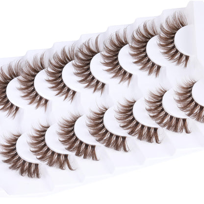 Ruairie Brown Lashes Wispy Cat Eye CD-Curly | 7 Pairs, 11–18mm Full Strip Lashes