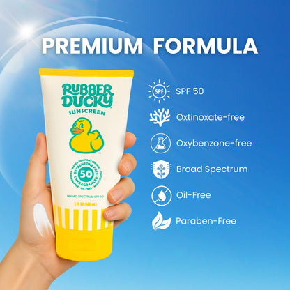 Rubber Ducky Vitamin E Sunscreen SPF 50 | Water-Resistant Face & Body (2pcs., 5oz)