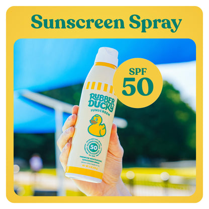 Rubber Ducky Moisturizing Sunscreen Spray SPF 50 – No White Residue, Reef Safe, Beach Scent, 6 Oz