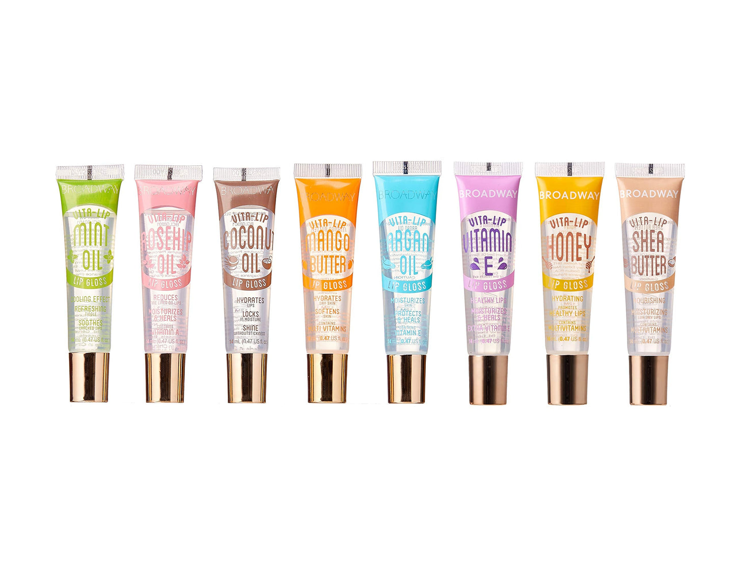 Ruby Kisses Broadway Vita-Lip Clear Lip Gloss (8 Pack) – Ultra-Hydrating, High-Shine, Non-Sticky