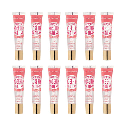 Ruby Kisses Broadway Vita-Lip Clear Lip Gloss with Rosehip Oil – Ultra-Hydrating, High-Shine (12 Pack)