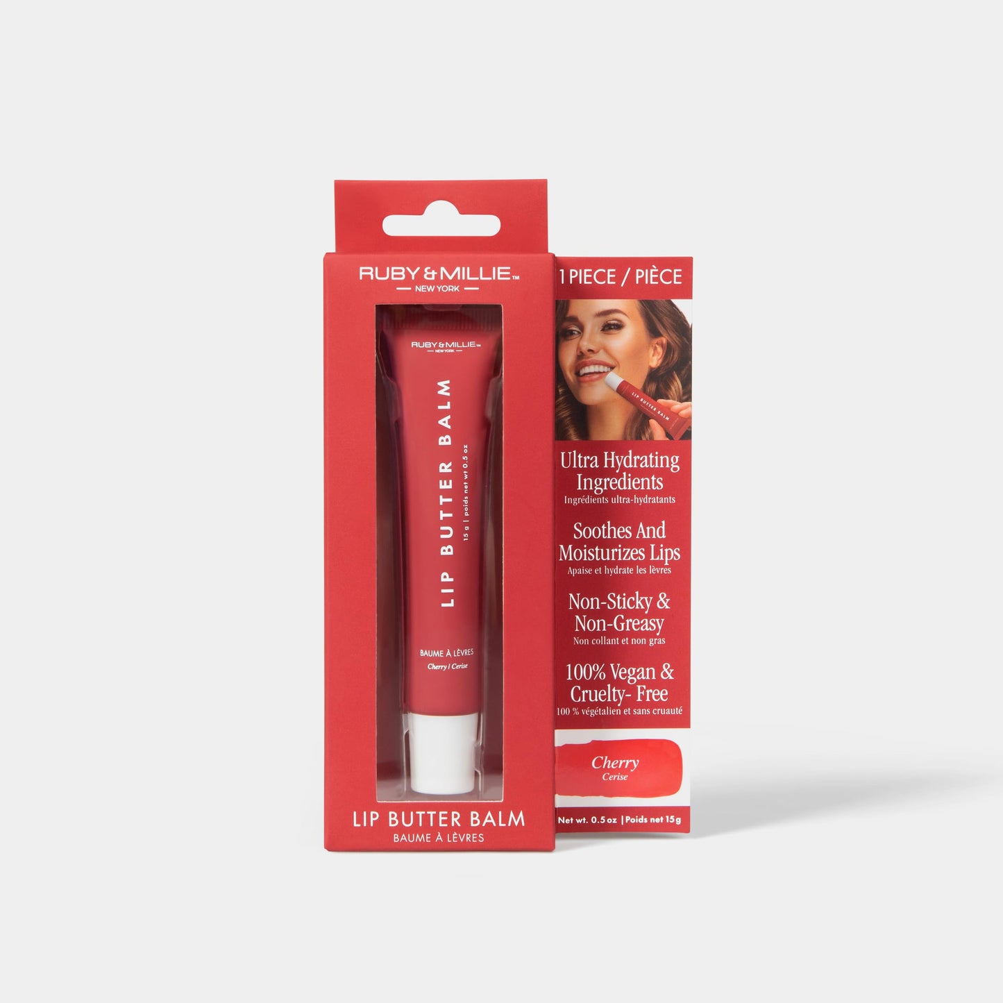 Ruby & Millie Cherry Tinted Lip Balm | Hydrating Glossy Lip Butter (0.5 oz)