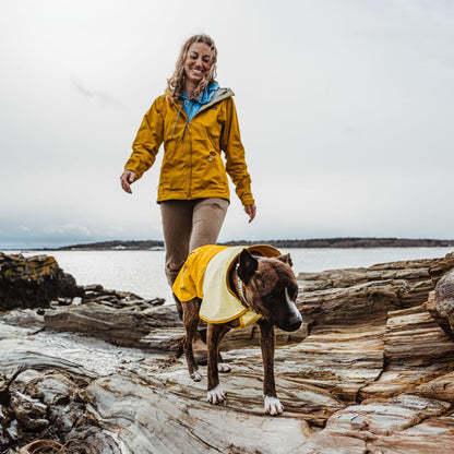 Ruffwear Sun Shower Dog Raincoat - All-Weather Waterproof, Windproof, Lightweight (Mineral Yellow) - Large