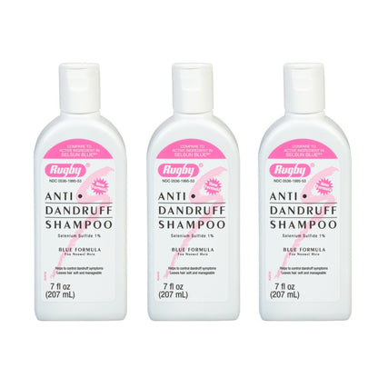 Rugby Selenium Sulfide Anti-Dandruff Shampoo – Blue Formula for Normal Hair (7 oz, 3-Pack)