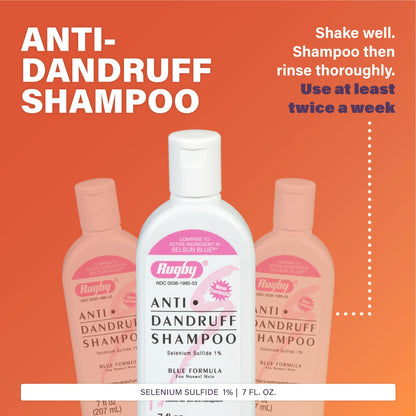 Rugby Selenium Sulfide Anti-Dandruff Shampoo – Blue Formula for Normal Hair (7 oz, 3-Pack)