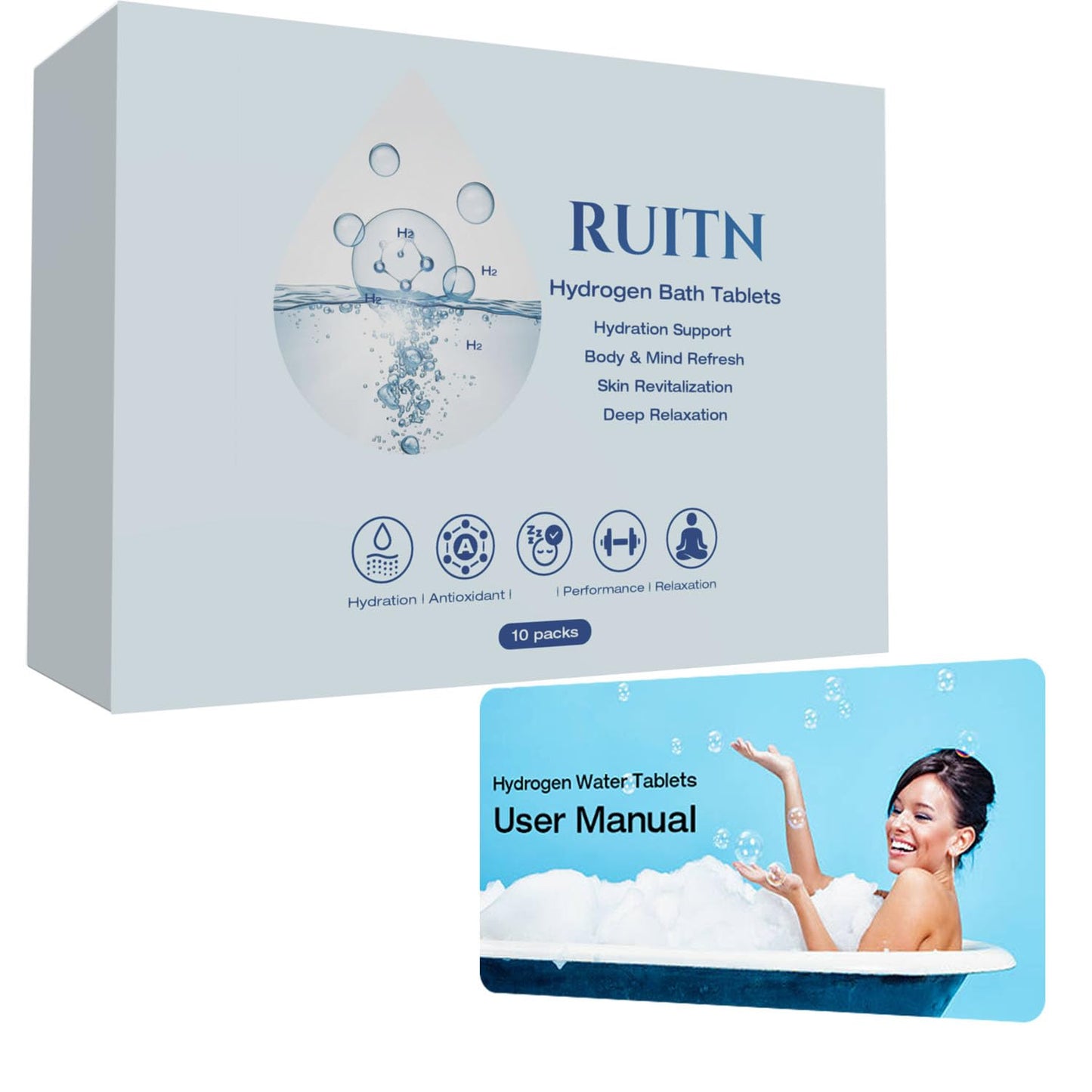 RUITN Hydrogen Bath Tablets – Spa-Quality Hydrogen Water for Bath, Foot & Face | 10 Tablets