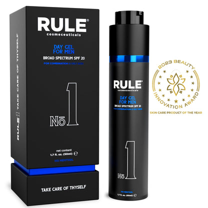 RULE COSMECEUTICALS No.1 Day Gel for Men – 10-in-1 Anti-Aging SPF 20 Moisturizer
