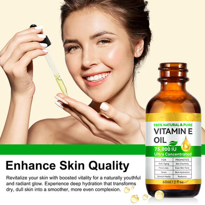 Rulviou Essential Vitamin E Oil for Skin – 75,000 IU Pure Vitamin E, 2 oz