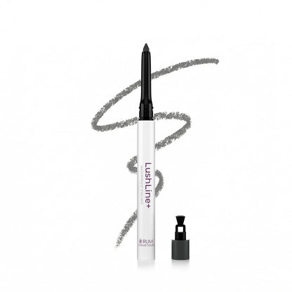 Rumi Cosmetiques LushLine+ Waterproof Eyeliner Pencil for Mature Eyes – Smudge-Proof, Non-Toxic, Natural Grey