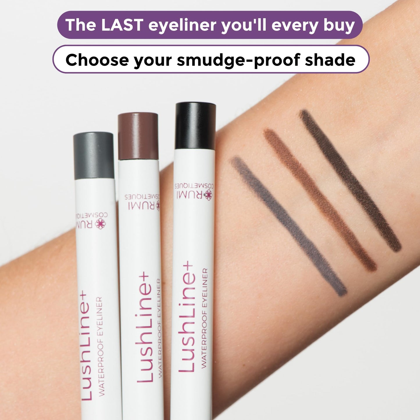 Rumi Cosmetiques LushLine+ Waterproof Eyeliner Pencil for Mature Eyes – Smudge-Proof