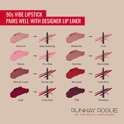 Runway Rogue 90s Vibe Lipstick Trio – Moisturizing Matte Shades: Guest List, Booked Out, Front Row