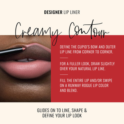 Runway Rogue Designer Liner Lip Pencil – Matte Cool Berry-Rose, Built-in Sharpener