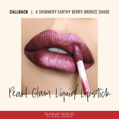 Runway Rogue Pearl Glam Long Wear Shimmer Lipstick in Callback | Metallic Earthy Berry-Bronze