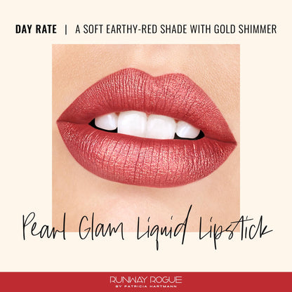 Runway Rogue Pearl Glam Long-Wear Lipstick – Day Rate, Gold Shimmer