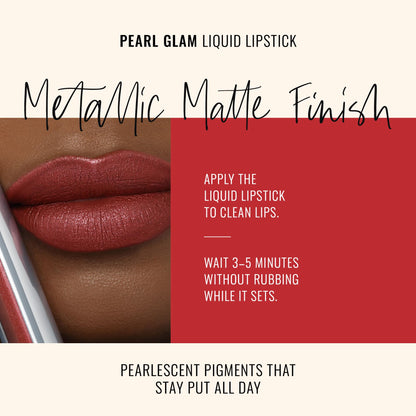 Runway Rogue Pearl Glam Showtime Long Wear Shimmer Lipstick | Metallic Warm Brick-Red