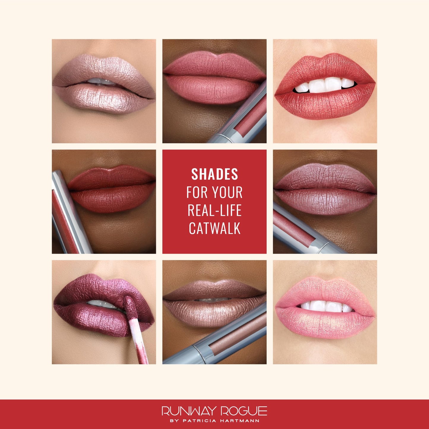 Runway Rogue Pearl Glam Showtime Long Wear Shimmer Lipstick | Metallic Warm Brick-Red