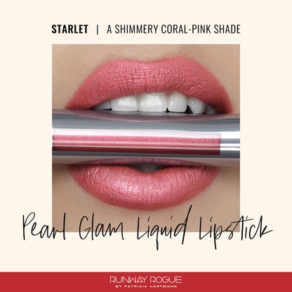 Runway Rogue Pearl Glam Starlet Long-Wear Shimmer Lipstick – Metallic Coral-Pink