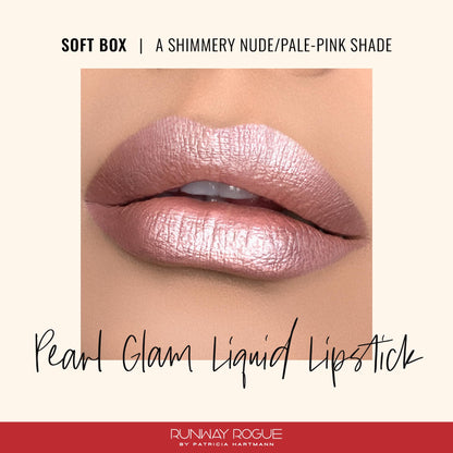 Runway Rogue Pearl Glam Long Wear Lipstick – Soft Box Metallic Nude Pink