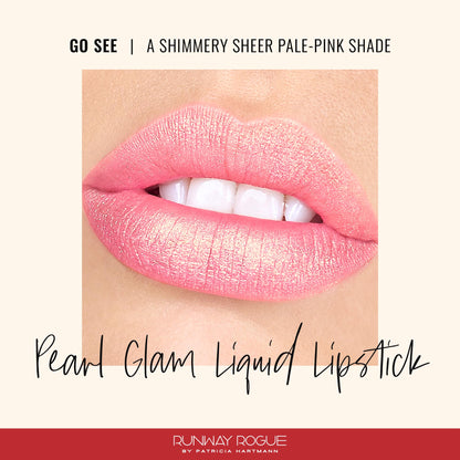 Runway Rogue Pearl Glam Long-Wear Lipstick in Go See – Metallic Light-Pink with Gold & Rose Shimmer