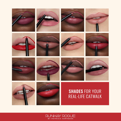 Runway Rogue Designer Liner Lip Pencil – Matte Cool Berry-Rose, Built-in Sharpener