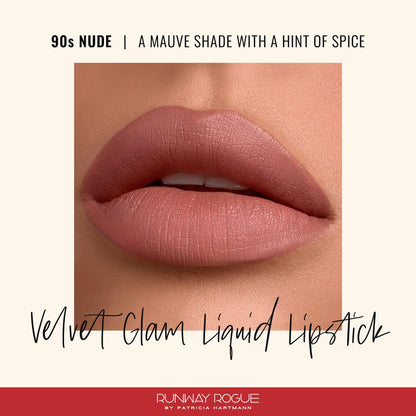Runway Rogue Velvet Glam Liquid Lipstick – 90s Nude Mauve