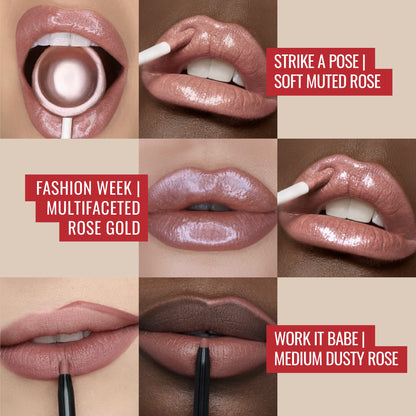 Runway Rogue LuxGloss Kit – Strike a Pose & Fashion Week Glosses + Work It Babe Lip Liner