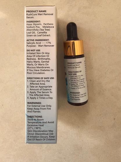 RushCure Wart Remover Serum — 17% Salicylic, Precision Dropper, Travel Size 0.5 oz