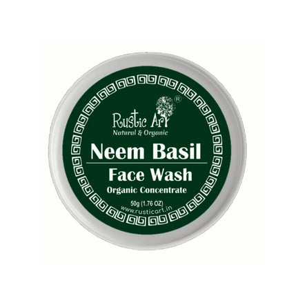 Rustic Art Organic Neem Basil Face Wash Concentrate – Deep Cleansing (50g) | Anti-Bacterial & Anti-Fungal