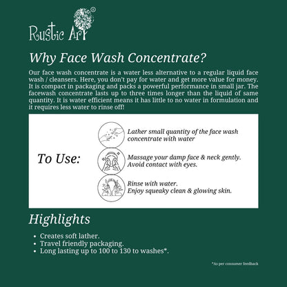 Rustic Art Organic Neem Basil Face Wash Concentrate – Deep Cleansing (50g) | Anti-Bacterial & Anti-Fungal