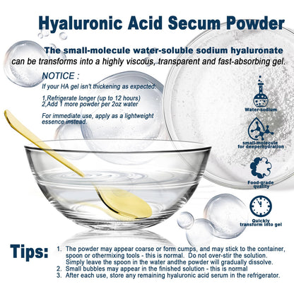 Ruxidora Pure Hyaluronic Acid Powder for Skin — Low MW Sodium Hyaluronate (60g) DIY Serum Ingredient